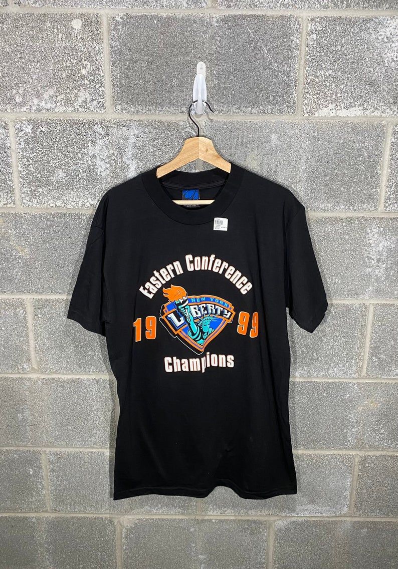 Vintage 1990S New York Liberty Eastern Conference Champions Wnba Basketball Graphic Deadstock Shirt