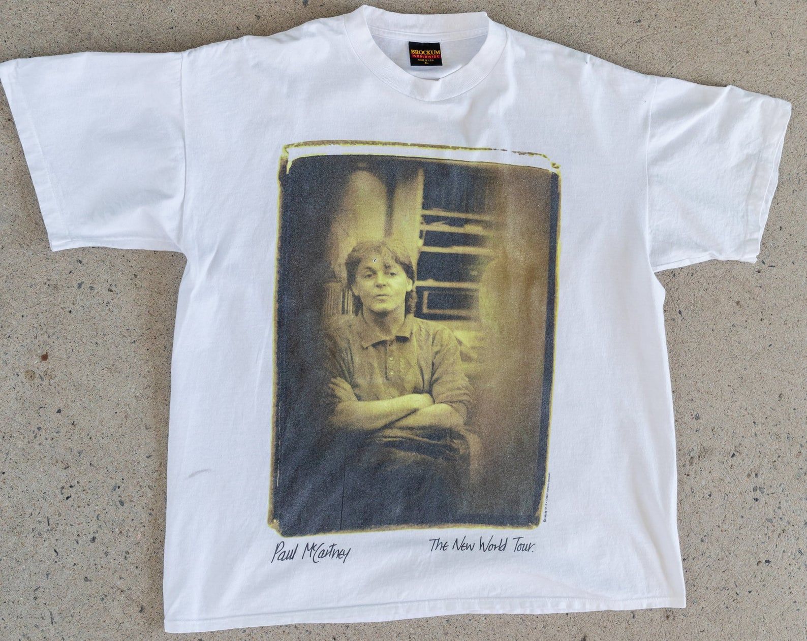 Vintage 1990'S Paul Mccartney Concert T-Shirt | ''The New World Tour'' Single Stitch Brockum Made In Usa T-Shirt