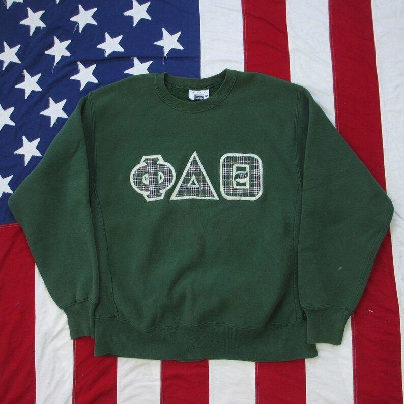 Vintage 1990S Phi Delta Theta Fraternity Crewneck Sweatshirt Xl Lee Phi Delt Greek Alphabet Letters Life College Dark Forest Green vintage 1990s phi delta theta fraternity crewneck sweatshirt xl lee phi delt greek alphabet letters life college dark forest green unmry