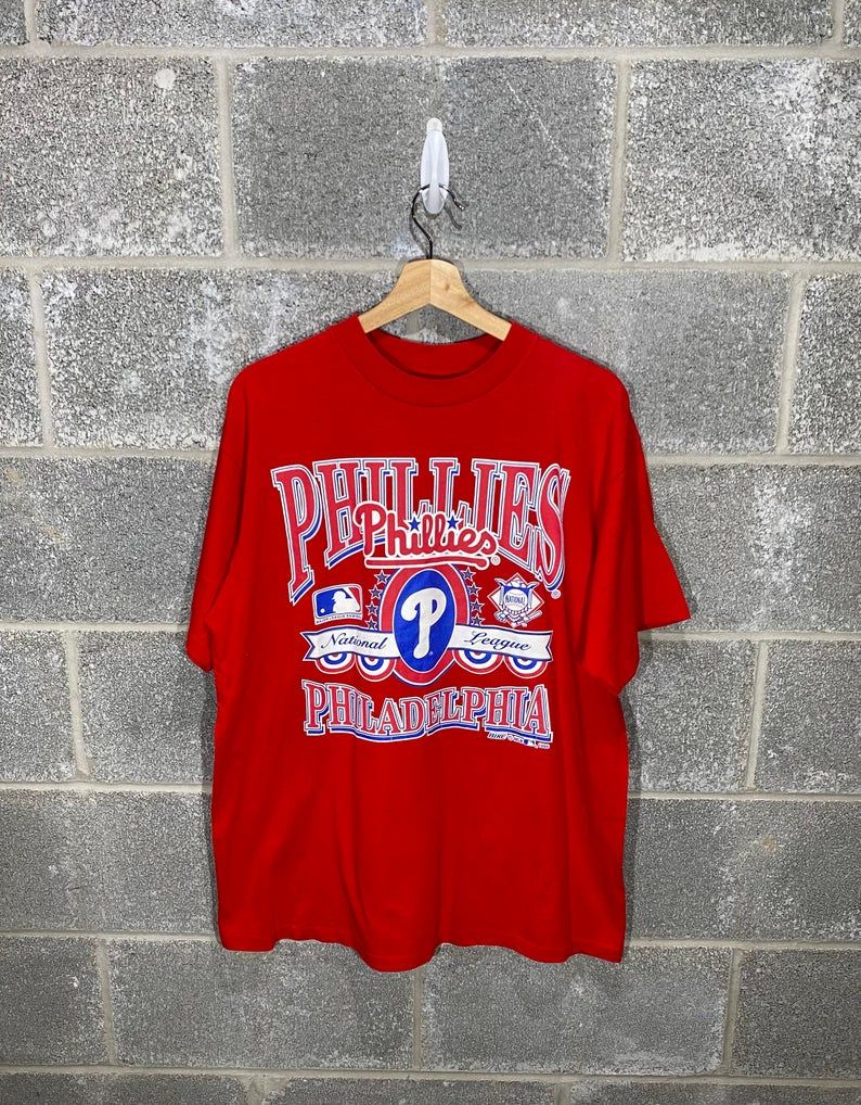 Vintage 1990S Philadelphia Phillies Red Mlb Graphic Shirt