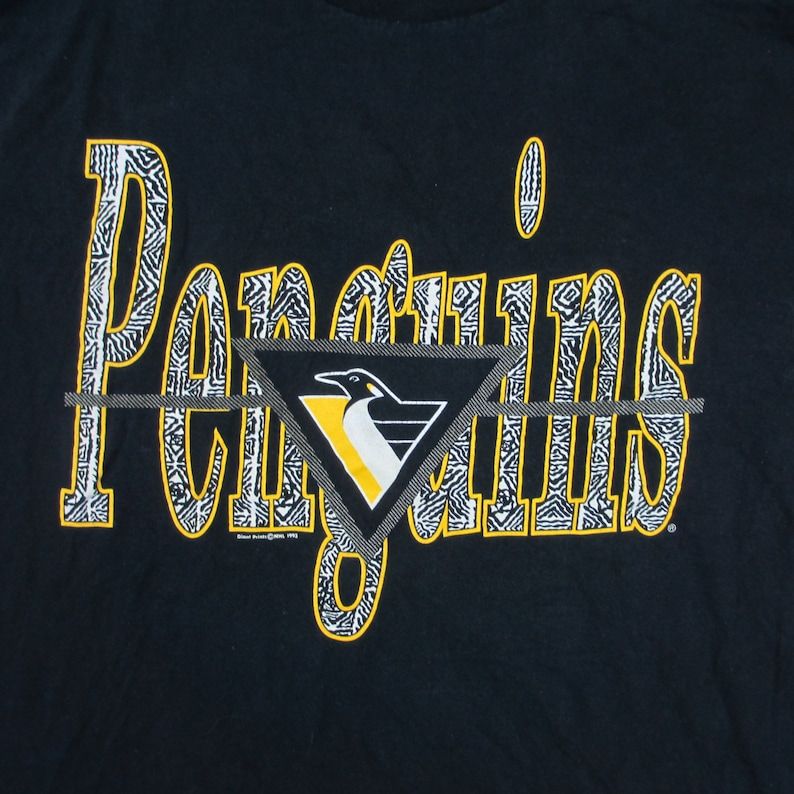 Vintage 1990S Pittsburgh Penguins Hockey T Shirt Large True Fan Made In The Usa