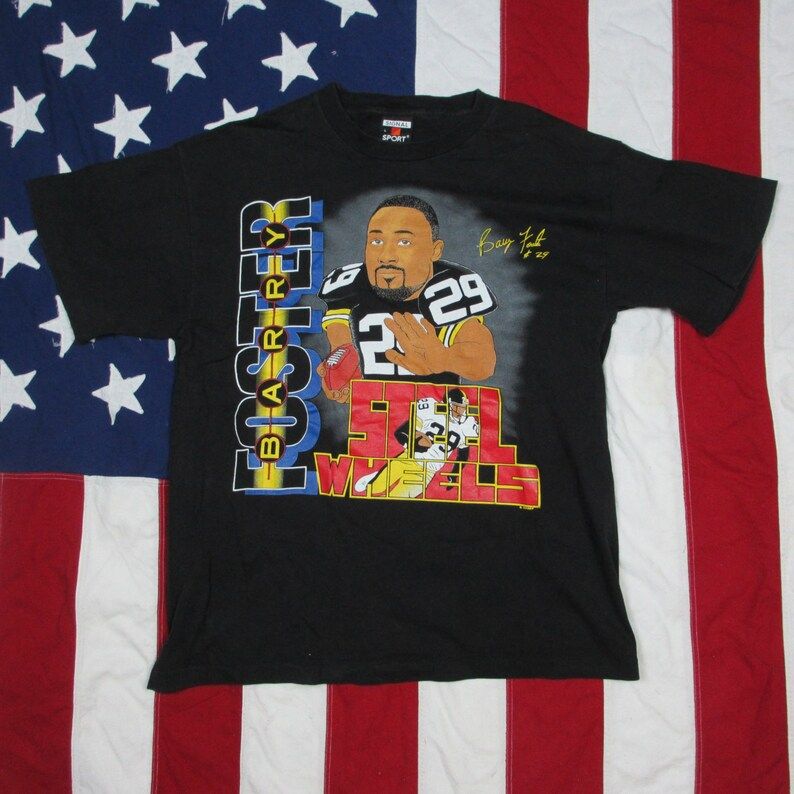 Vintage 1990S Pittsburgh Steelers Barry Foster Caricature T Shirt Medium Large Signal Sport Running Back Nfl Football