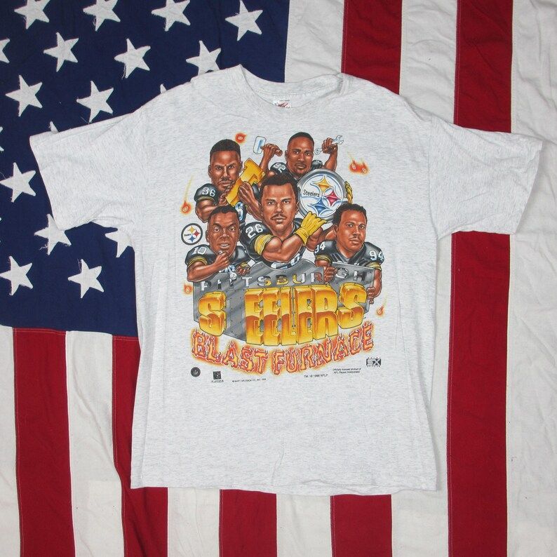Vintage 1990S Pittsburgh Steelers Caricature Blast Furnace T Shirt Xl Cartoon Kordell Stewart Shirt Xplosion Big Head Football Nfl Champs