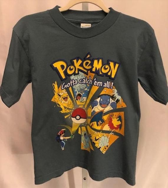 Vintage 1990s Pokemon shirt Child's Rare Green With Characters shirt