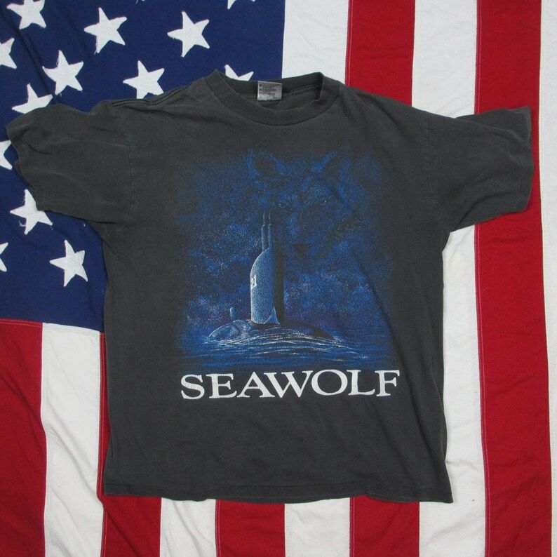 Vintage 1990S Seawolf Nuclear Submarine Graphic T Shirt Large Oneita Power T Us Navy Military Army Maritime