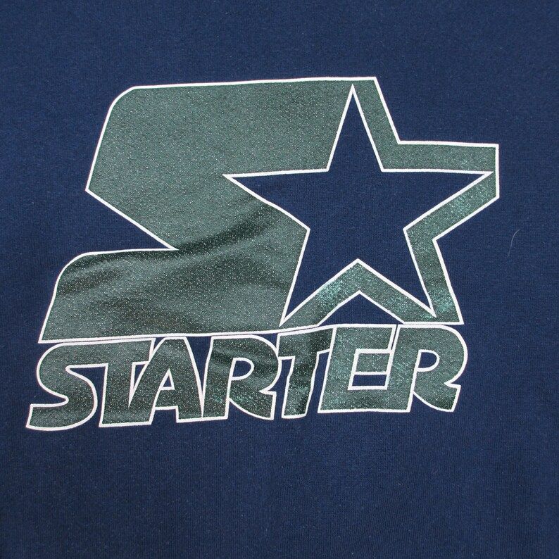 Vintage 1990S Starter Crewneck Sweatshirt Youth Large 14 16 Made In Usa Star Navy Blue Forest Green Adult Small Look For The Star