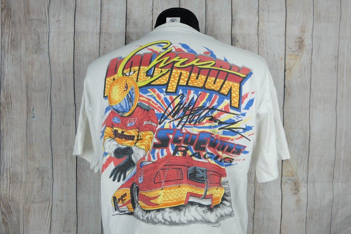 Vintage 1990s Stewart Evans NASCAR Style Racing Graphic Shirt