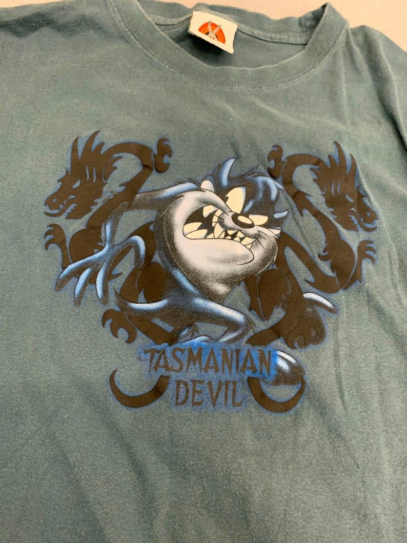 Vintage 1990S Taz Looney Tunes Dragon Shirt