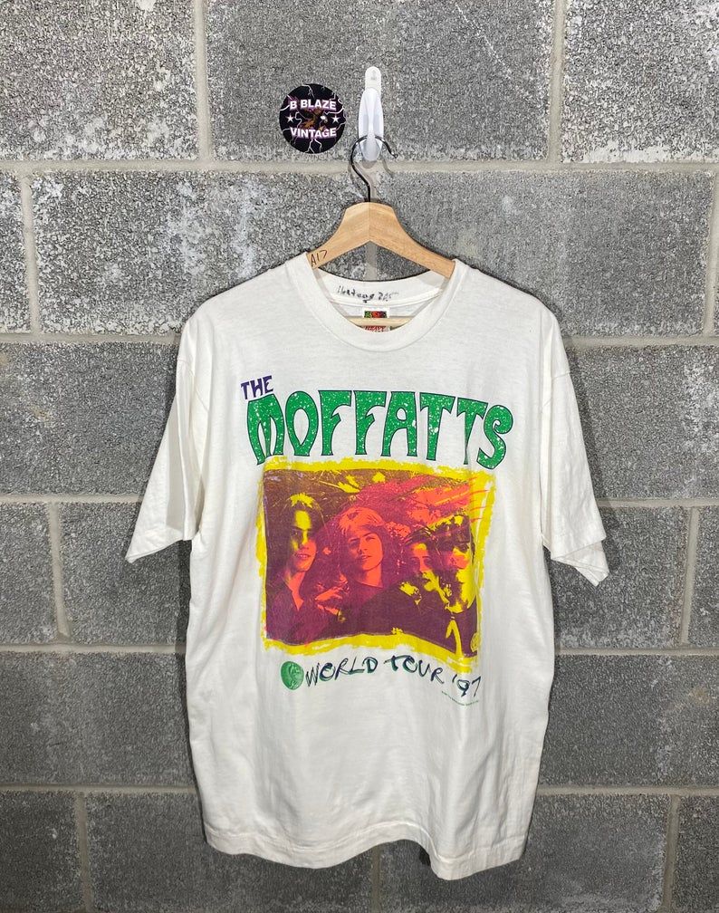 Vintage 1990S The Moffatts World Tour 1997 White Graphic Band Tee Shirt