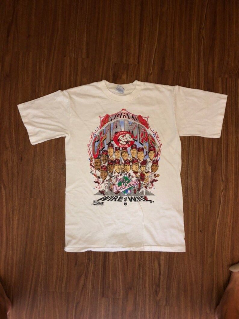 Vintage 1990 World Champs Cincinnati Reds Caricature Shirt