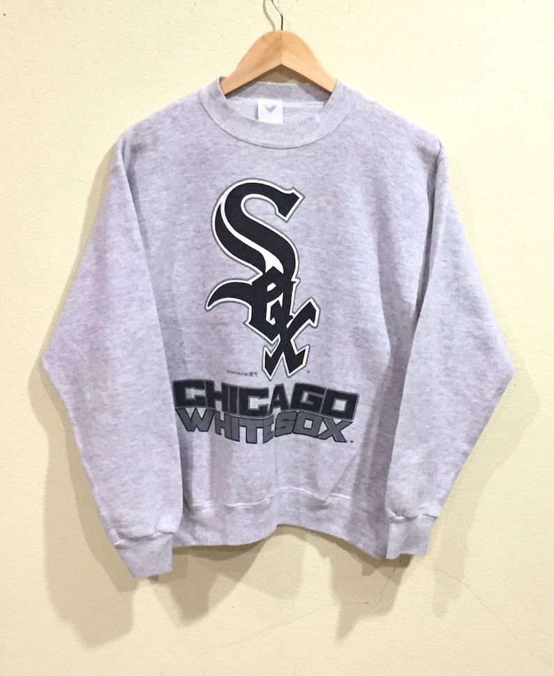 Vintage 1991 90S Chicago White Sox Sweatshirt White Sox Big Logo Spellout Pullover Jumper Sweater Jonsten Mlb