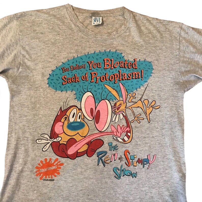 Vintage 1991 Ren And Stimpy Tee Mens Edium Made In Usa