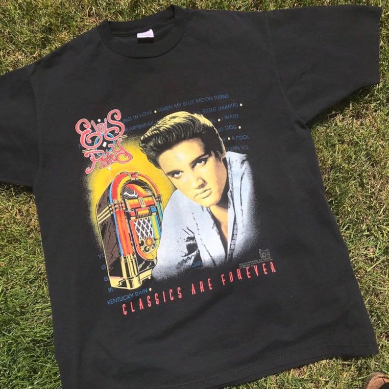 Vintage 1992 Elvis Graphic Tee Mens Medium 1990S Tshirt Jerzees