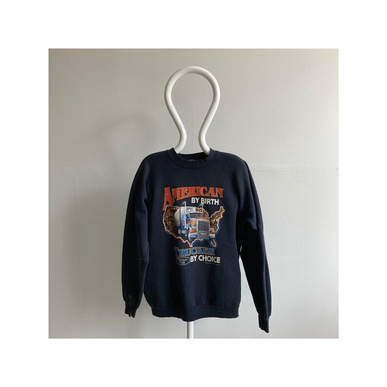 Vintage 1992 Fotl 3D Emblem Ft Worth Tx Labeled American By Birth Trucker By Choice Americana Sweatshirt Louisiana Truckstop