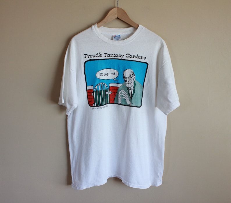 Vintage 1992 Freuds Fantasy Gardens T Shirt Sigmund Freud Funny Novelty Size Extra Large Heavy Cotton Single Stitch Made In Usa