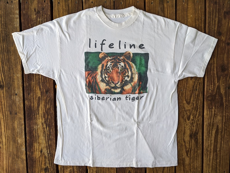 Vintage 1992 Lifeline Siberian Tiger Single Stitch Tee