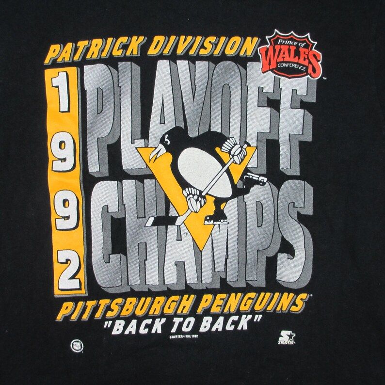 Vintage 1992 Pittsburgh Penguins Stanley Cup Champs Starter T Shirt Xl Fruit Of The Loom