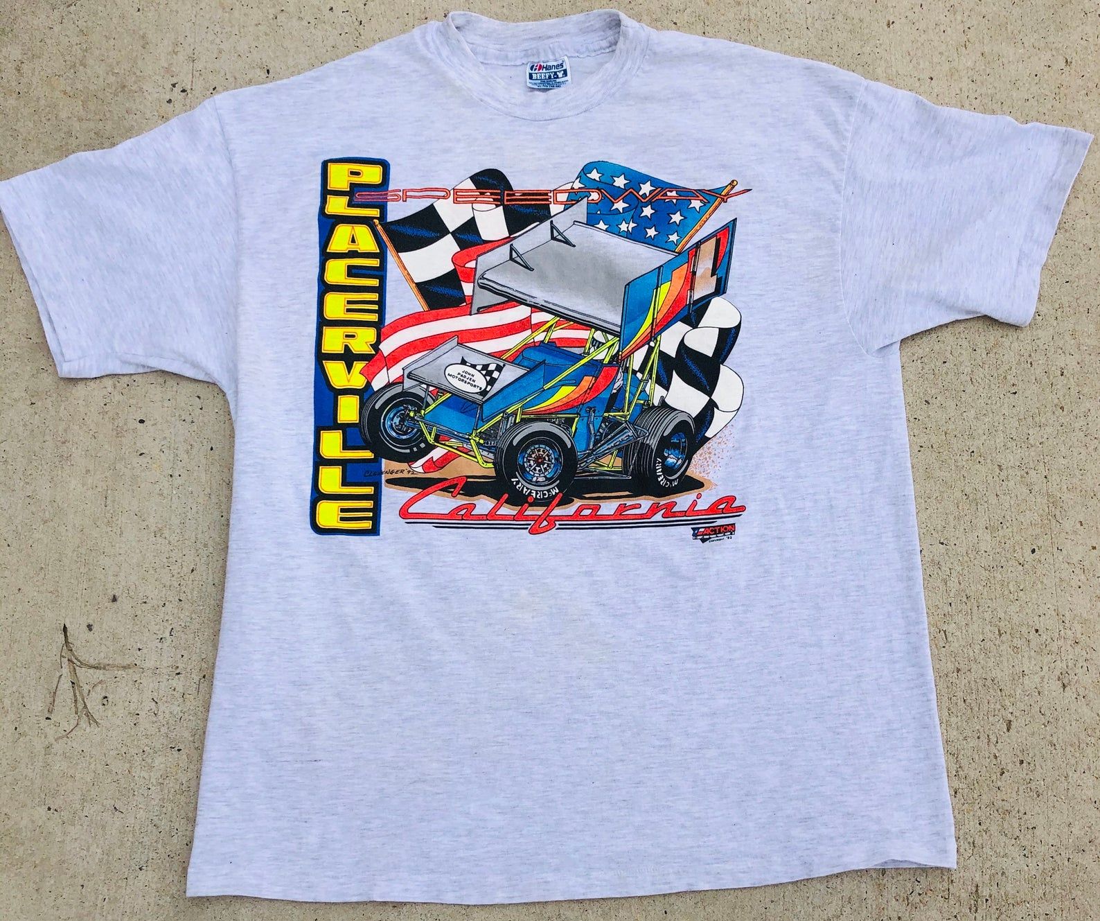 Vintage 1992 Placerville Speedway California S Car Event Tee -