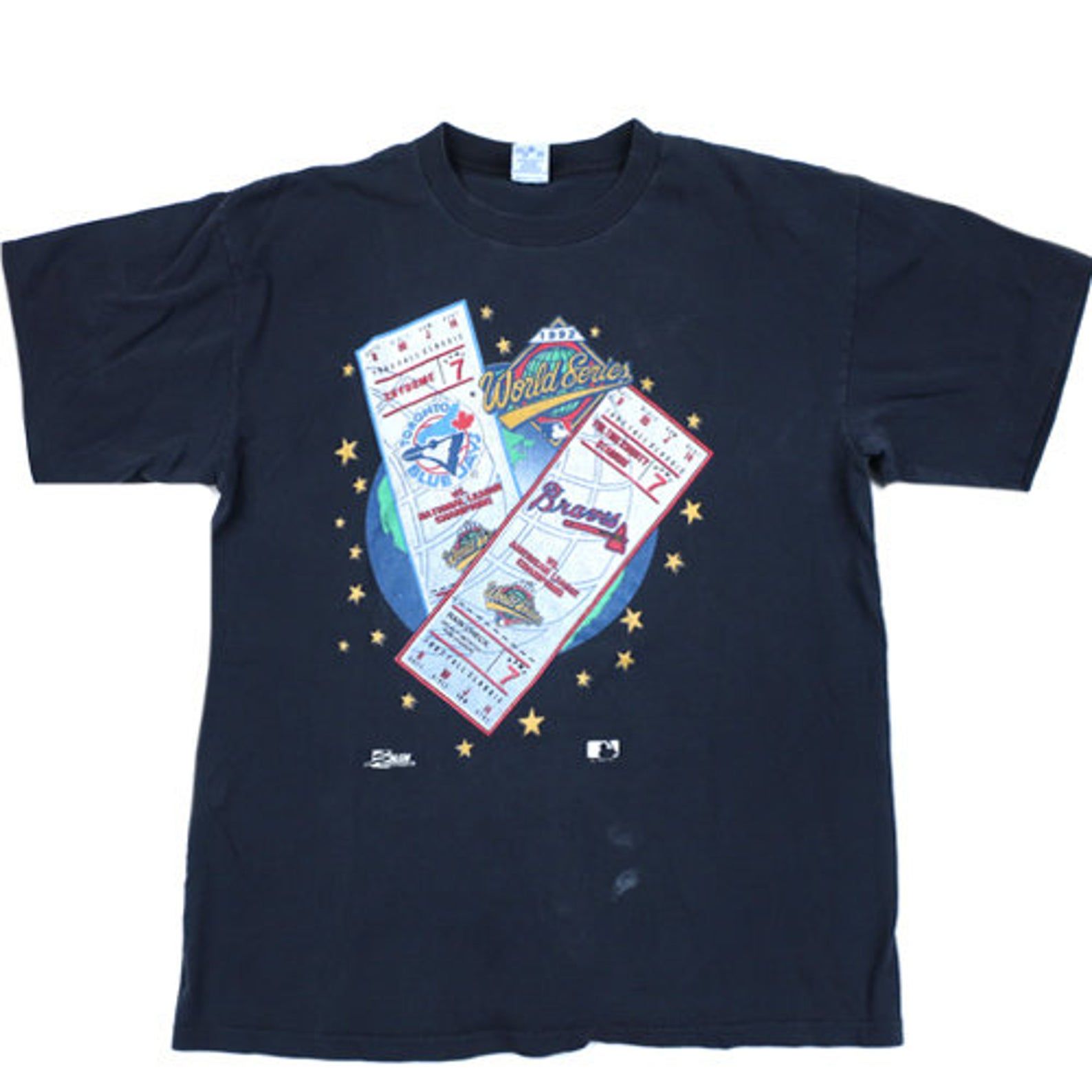 Vintage 1992 World Series Mlb Baseball T-Shirt Atlanta Braves Toronto Blue Jays