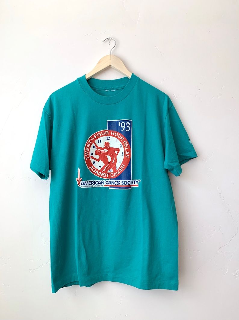 Vintage 1993 American Cancer Society Relay Race Single Stitch Shirt