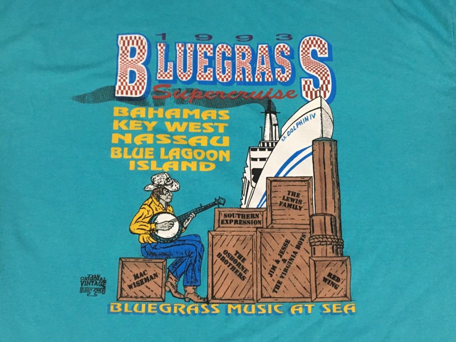 Vintage 1993 Bluegrass Supercruise Concert Shirt - Sz - 50/50 Single Stitch 90S Concert Tee