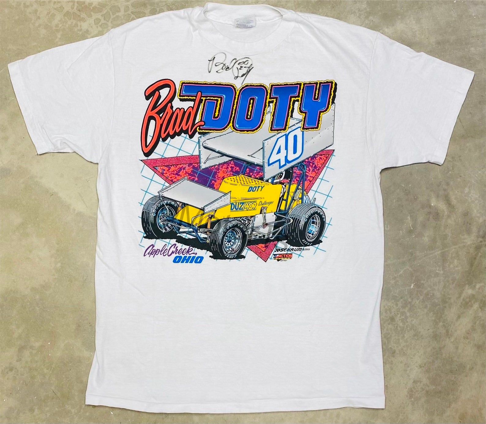 Vintage 1993 Brad Doty Autographed S Car Tee -