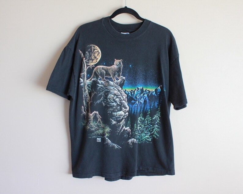 Vintage 1993 Cougar Wildlife T Shirt 100 Cotton Size Extra Large Made In Usa Single Stitch Cats Heavy Metal