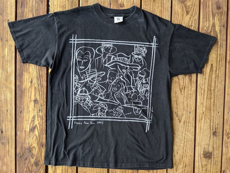 Vintage 1993 Happy New Years Art Single Stitch Tee