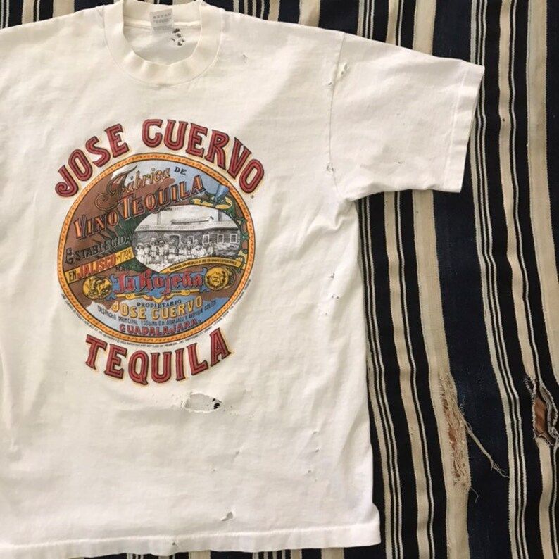 Vintage 1993 Jose Cuervo Tequila Tee Mens Edium Heavily Distressed