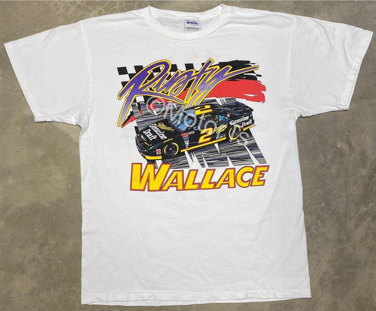 Vintage 1993 Rusty Wallace Mgd Ford Thunderbird Nascar Tee -