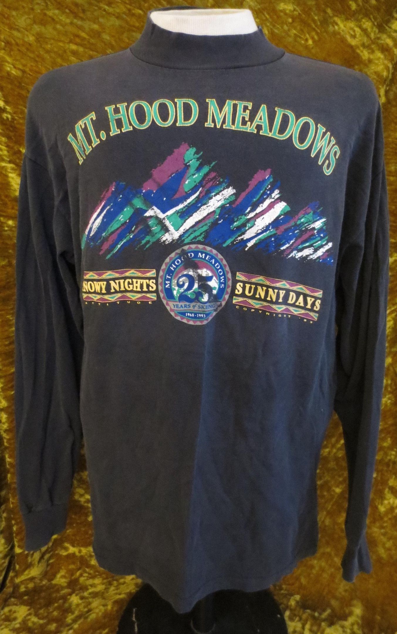 Vintage 1993 Signal Sports Mt Hood Meadows Portland Oregon Sunny Days Snowy Nights Ski Slopes Shirt T-Shirt