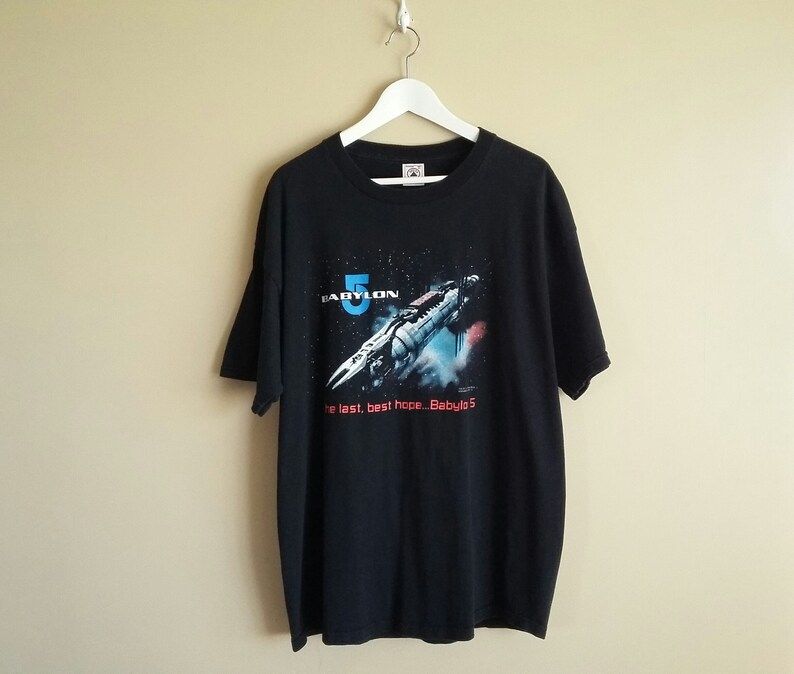 Vintage 1994 Babylon 5 The Last Best Hope Babylon 5 T Shirt Warner Bros Science Fiction Sci Fi Size Extra Large Made In Usa