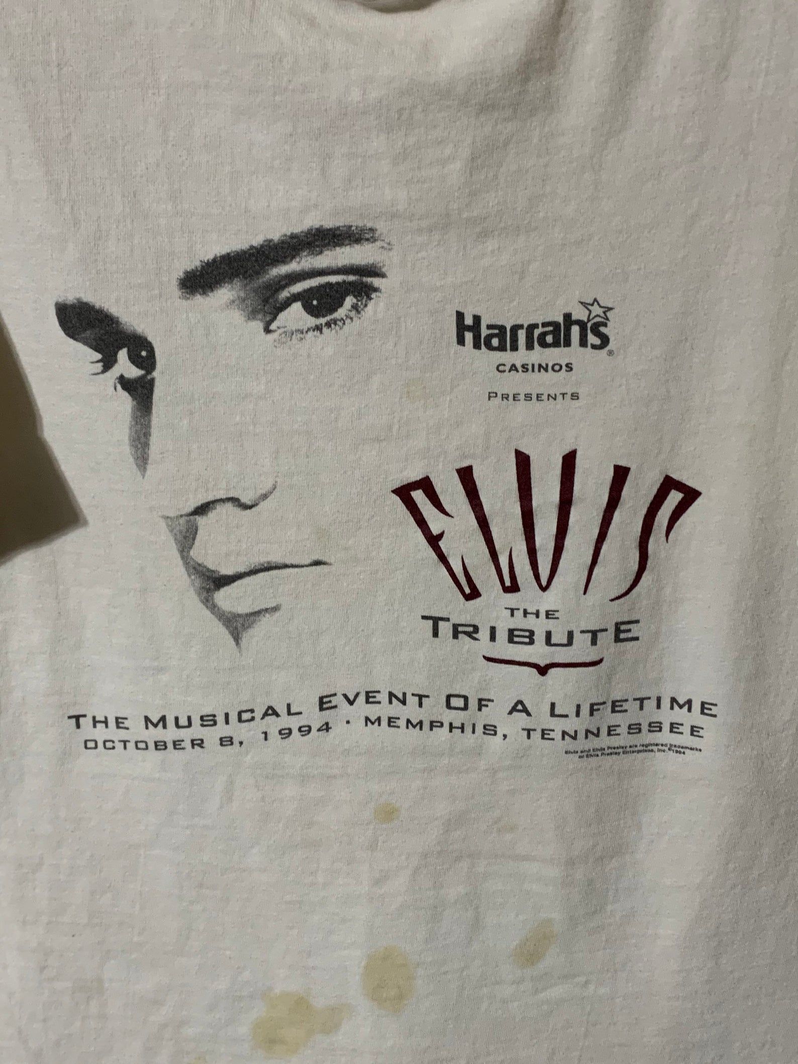Vintage 1994 Elvis The Tribute Harrahs Casinos T-Shirt L