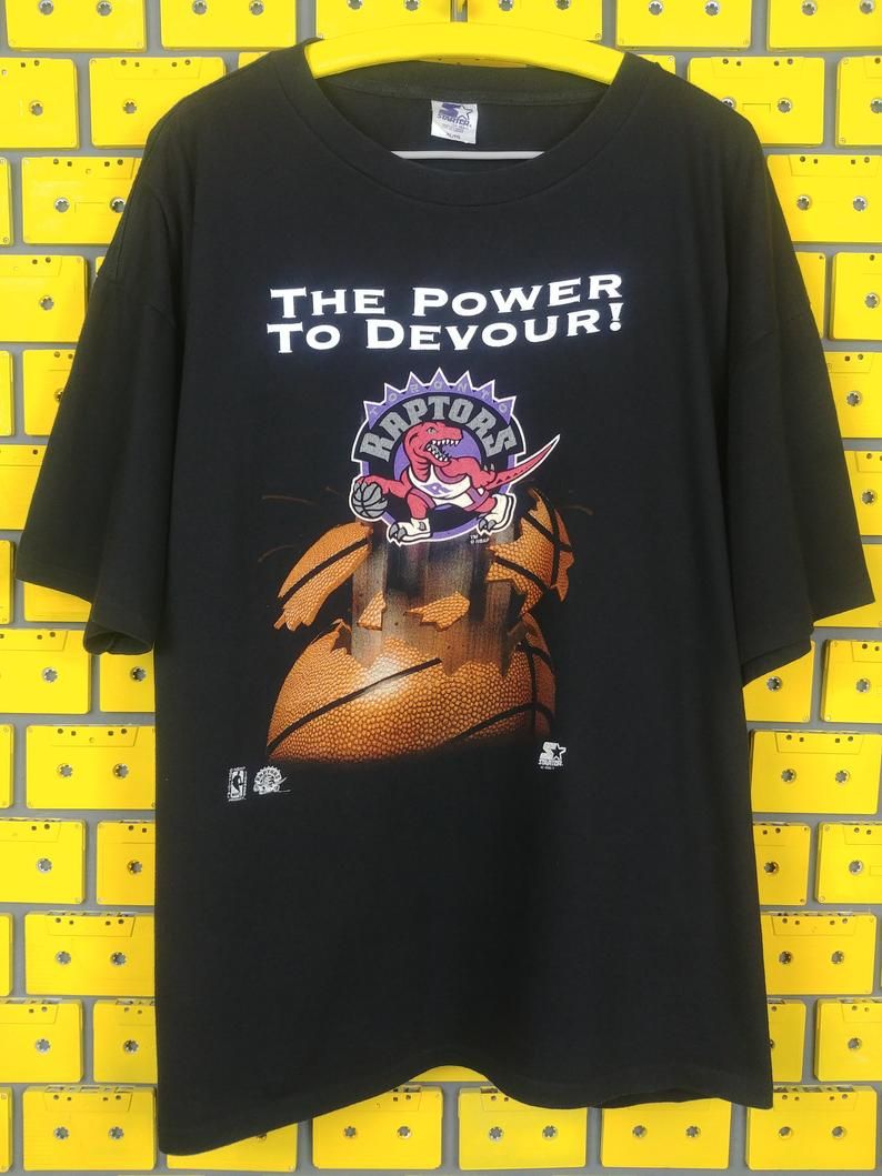 Vintage 1994 Nba Toronto Raptors The Power To Devour Canadian Basketball Shirt
