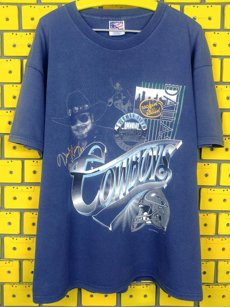 Vintage 1994 Nfl Dallas ESPN Monday Night Football 25th Anniversary Hank Williams National Football Shirt