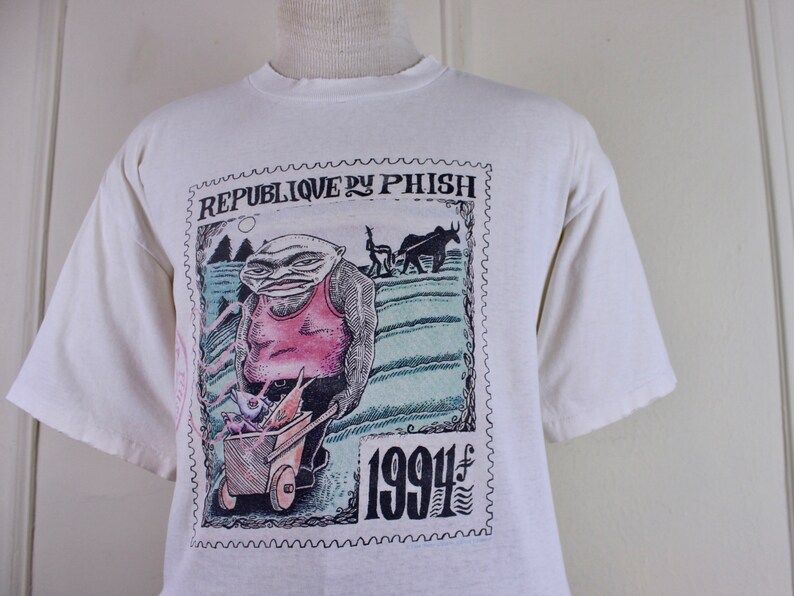 Vintage 1994 Phish Rpublique Du Phish Jam Band Tour T Shirt Thrashed Wrecked Psychedelic Rock T Shirt Stamp Design By Pollack
