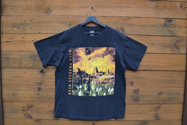 Vintage 1995 Eagles Hell Freezes Over Tour Black T Shirt Made In The Usa Giant Branded