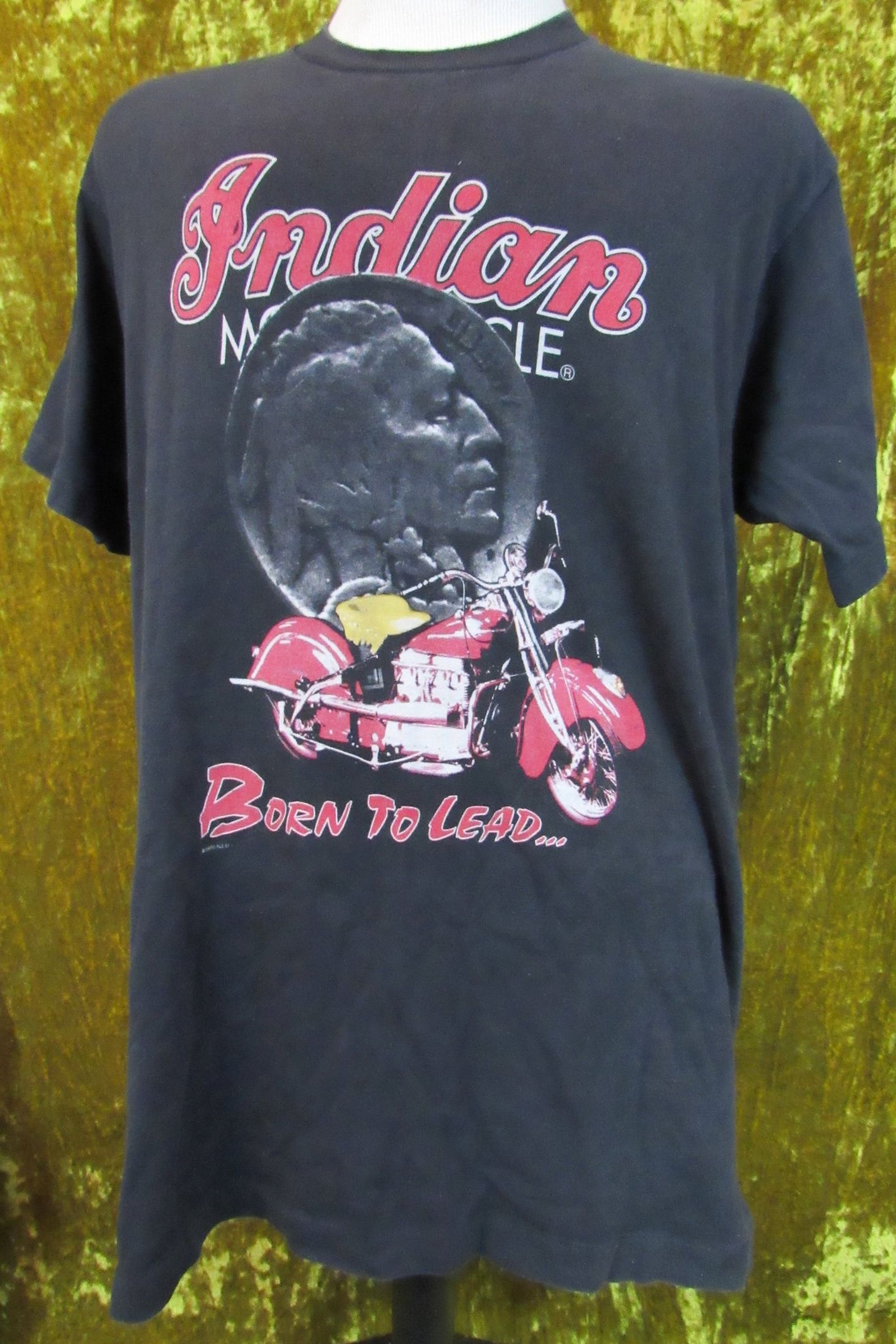 Vintage 1995 Indian Motorcycle Born To Lead Made In Usa Fruit Of The Loom T-Shirt 90'S Biker