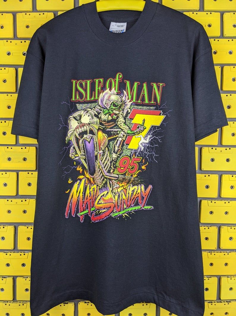 Vintage 1995 Isle of Man Tt Moto Races Trophy Motorsport Shirt