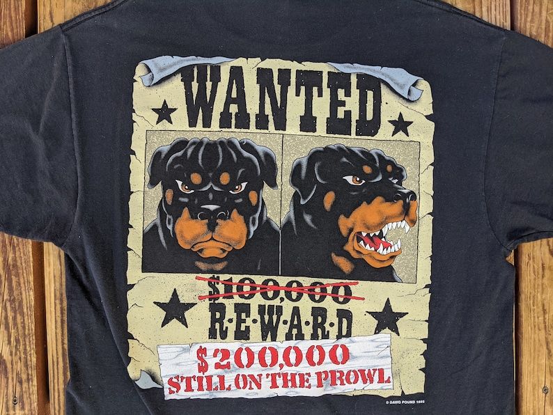 Vintage 1995 Top Dawg Wanted Poster Single Stitch Tee