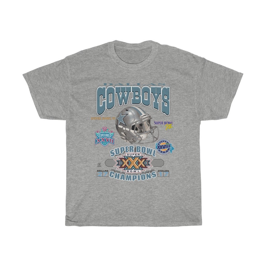 Vintage 1996 Cowboys Dallas Super Bowl Champions Big Logo Unisex Heavy Cotton Tee 211030