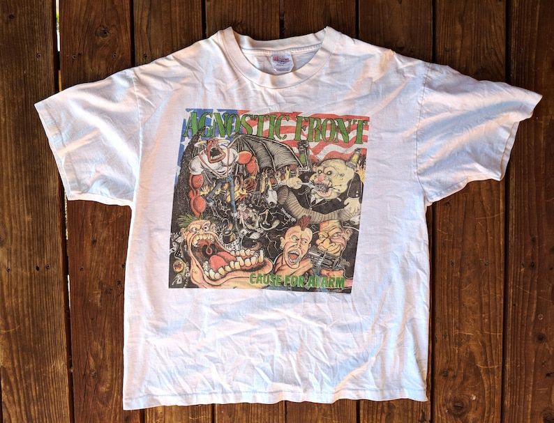 Vintage 1996 Double Sided Agnostic Front Cause For Alarm Graphic Tee