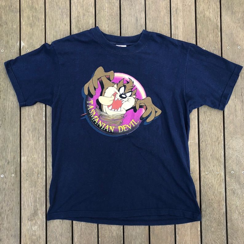 Vintage 1996 Looney Tunes Taz Devil Unisex Medium Acme Warner Brothers Cartoon T Shirt Retro Hipster Summer Festival Taz Devil Cool T Shirt