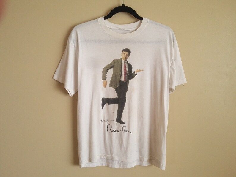 Vintage 1996 Mr Bean T Shirt Funny Tee Novelty Rowan Atkinson Comedy Distressed Well Worn British Television Movie T Shirt Rare