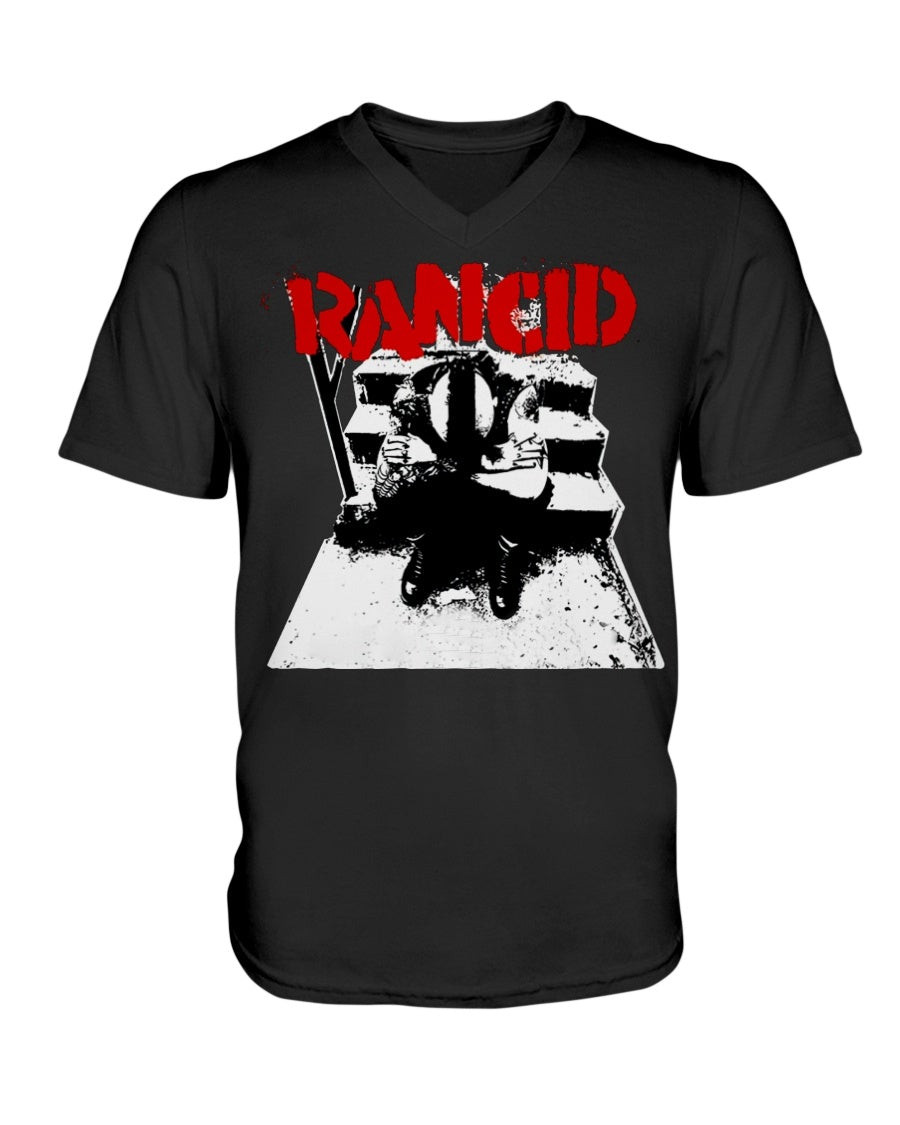 Vintage 1996 Rancid Black Faded V Neck T Shirt 211013