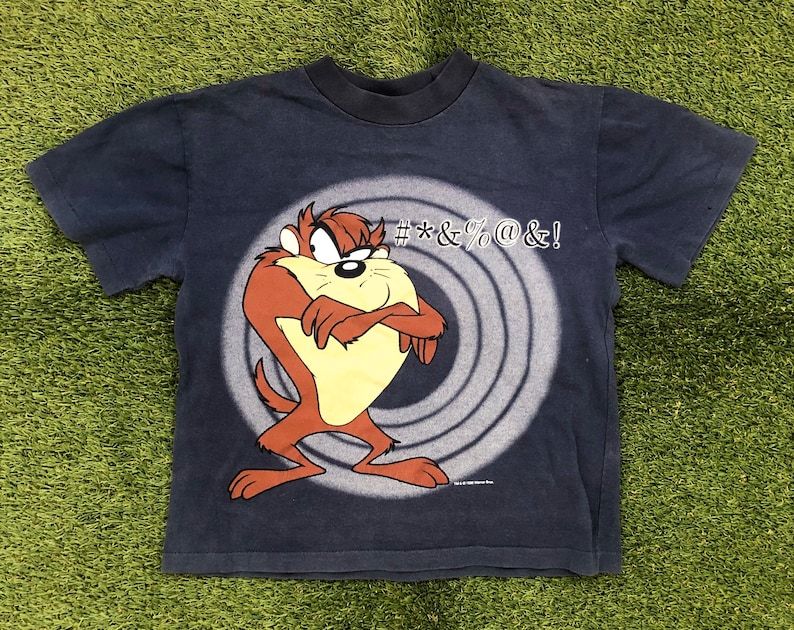 Vintage 1996 Tasmanian Devil Womens Size 8 Looney Tunes Cartoon Graphic T Shirt Retro Hipster Summer Festival Taz Devil Streetwear Cool Tee