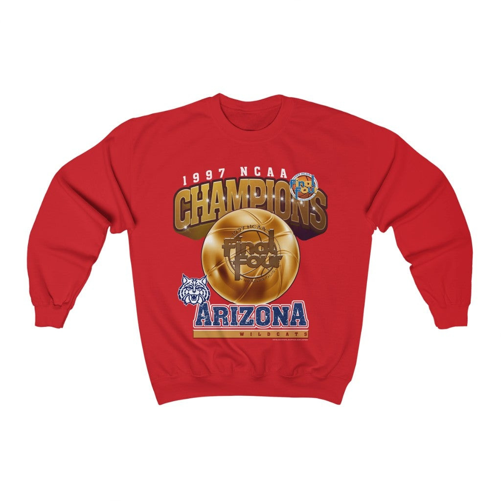 Vintage 1997 Arizona Wildcats Champions Ncaa Red Final Four Sweatshirt 211228