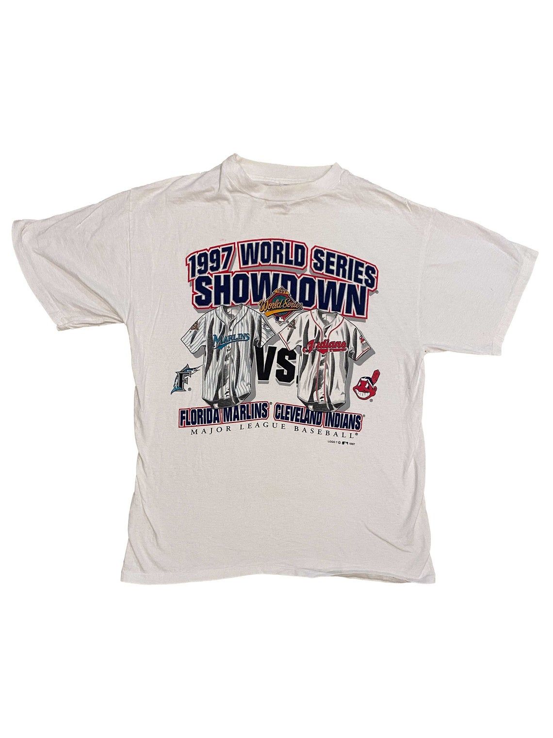 Vintage 1997 World Series MLB major league baseball championship 90s Cleveland Indians Florida Marlins Shirt