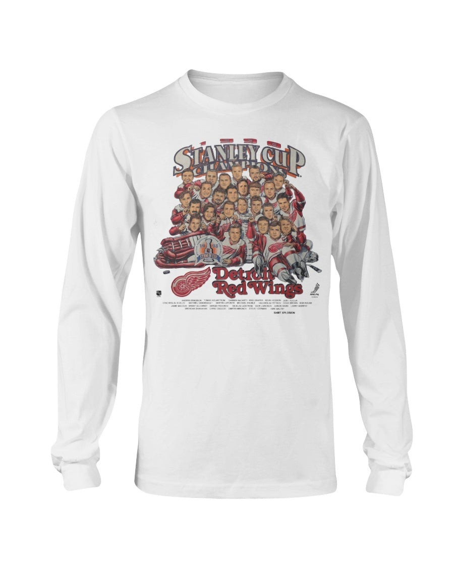 Vintage 1998 Caricature Cartoon Detroit Red Wings Stanley Cup Champions Long Sleeve T Shirt 211112