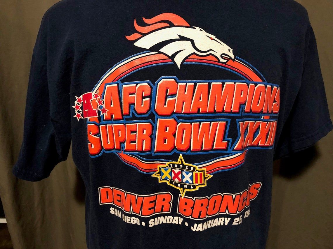 Vintage 1998 Denver Broncos AFC Champions Super Bowl XXXII shirt